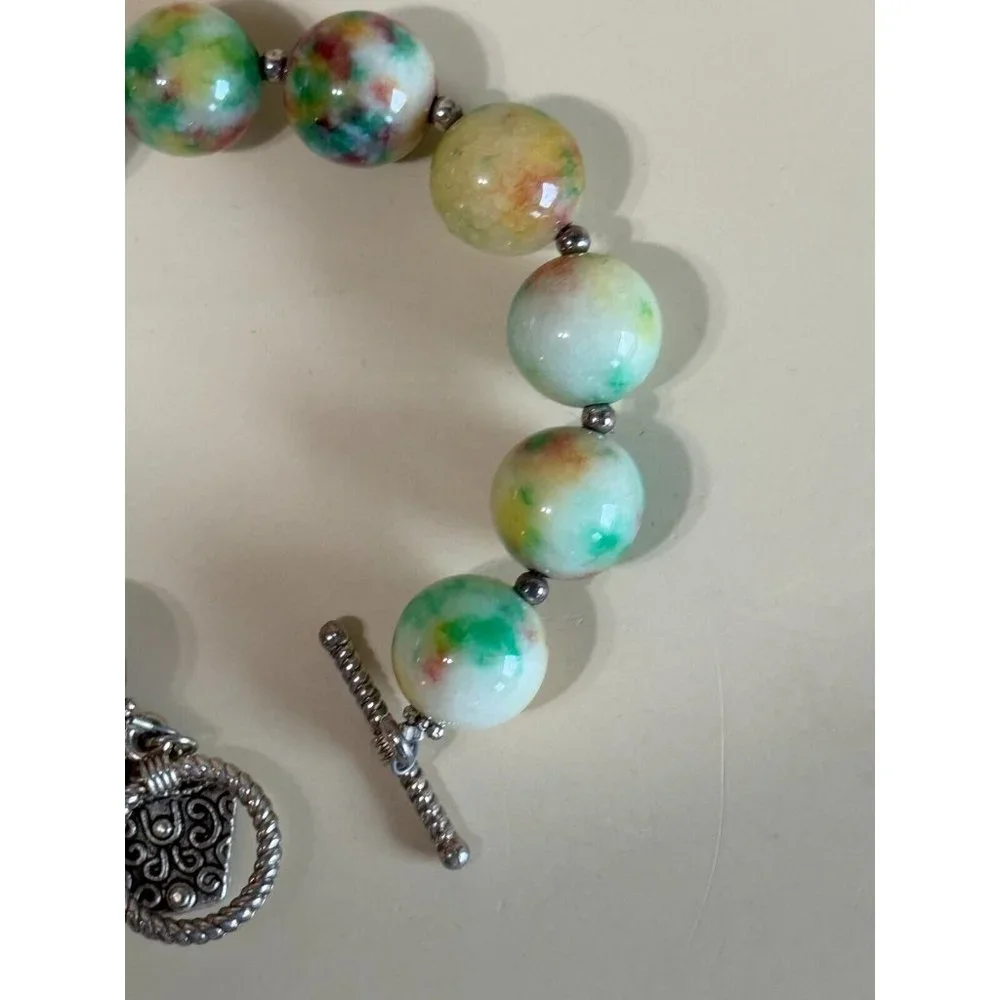 Vintage Muticolor Quartz Agate Gemstone Bracelet 8" - Picture 5 of 7